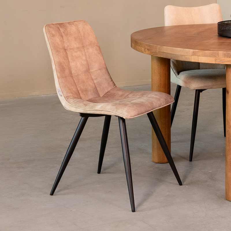 Chaise de salle à manger I_Jelt - Sable - Naturel Beige - Velours - Sans accoudoir - Rurale - LABEL51