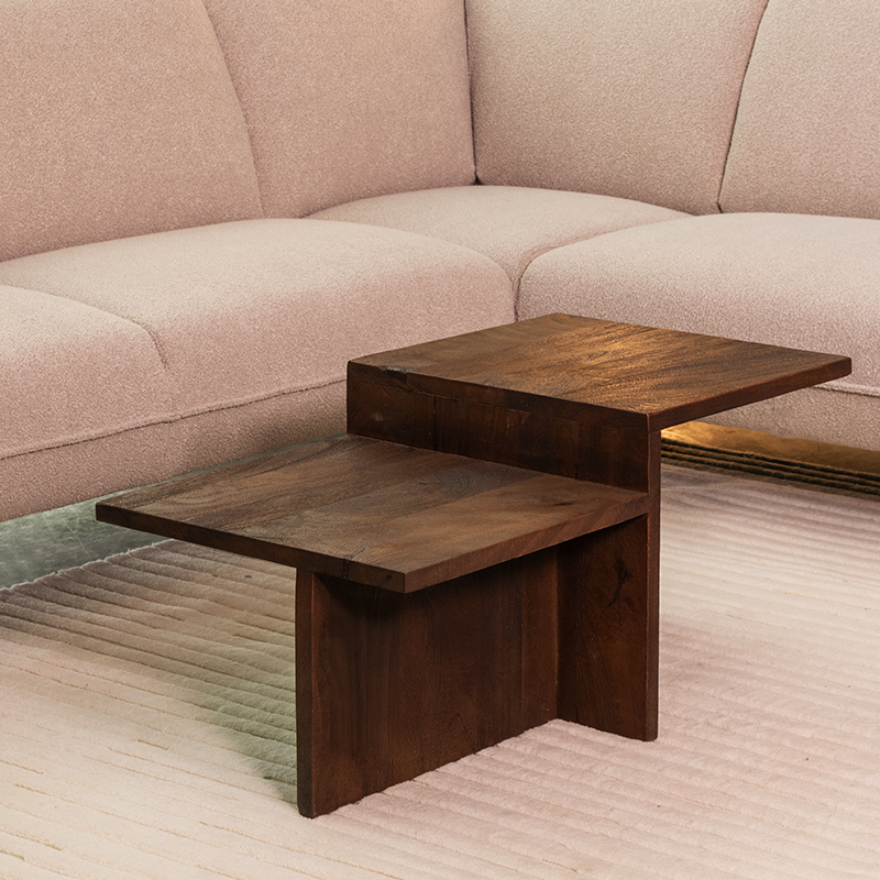 Table basse I_Skip - Géométrique - Espresso - BRUIN - Bois de mangue - Minimaliste - LABEL51