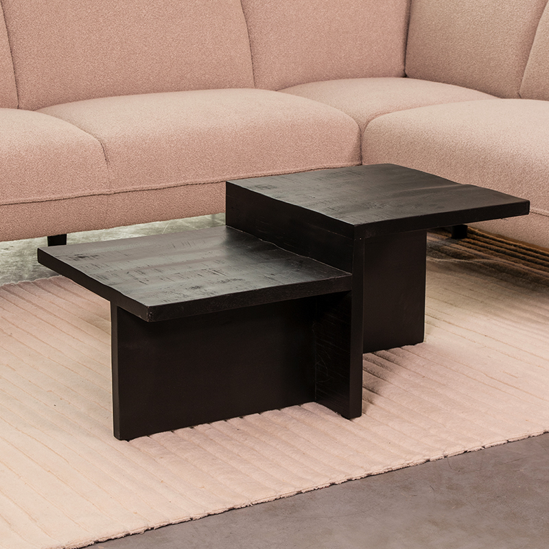 Table basse I_Skip - Géométrique - Noir - Bois de mangue - Moderne - LABEL51