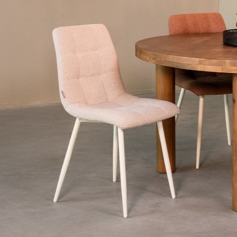 Chaise de salle à manger I_Nino - Champagne - Blanc - Boucle - Sans accoudoir - Scandinave - LABEL51