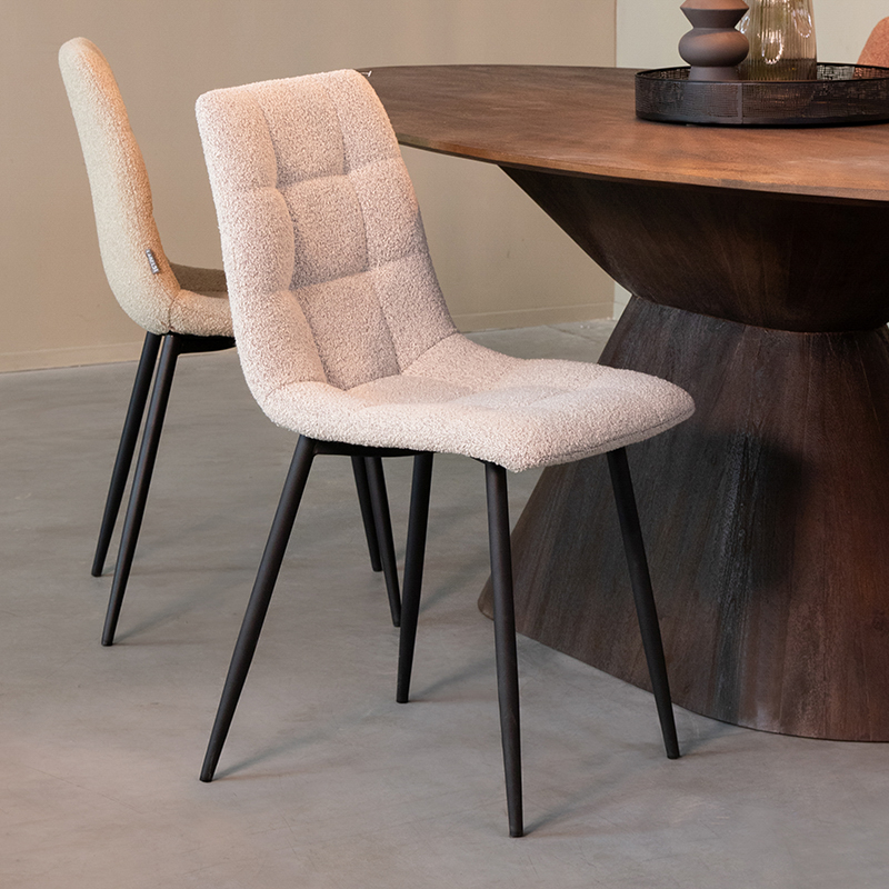 Chaise de salle à manger I_Juul - Champagne - Blanc - Boucle - Sans accoudoir - Rurale - LABEL51