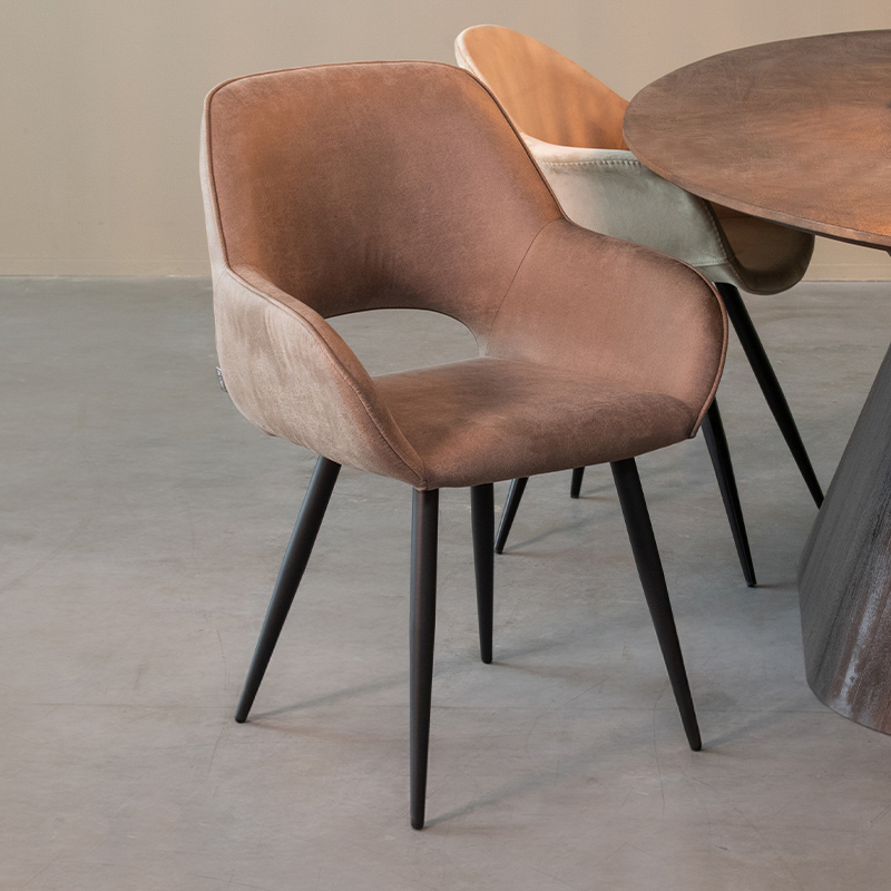 Chaise de salle à manger I_Fer - Accoudoir - Taupe - BRUIN - - Moderne - LABEL51