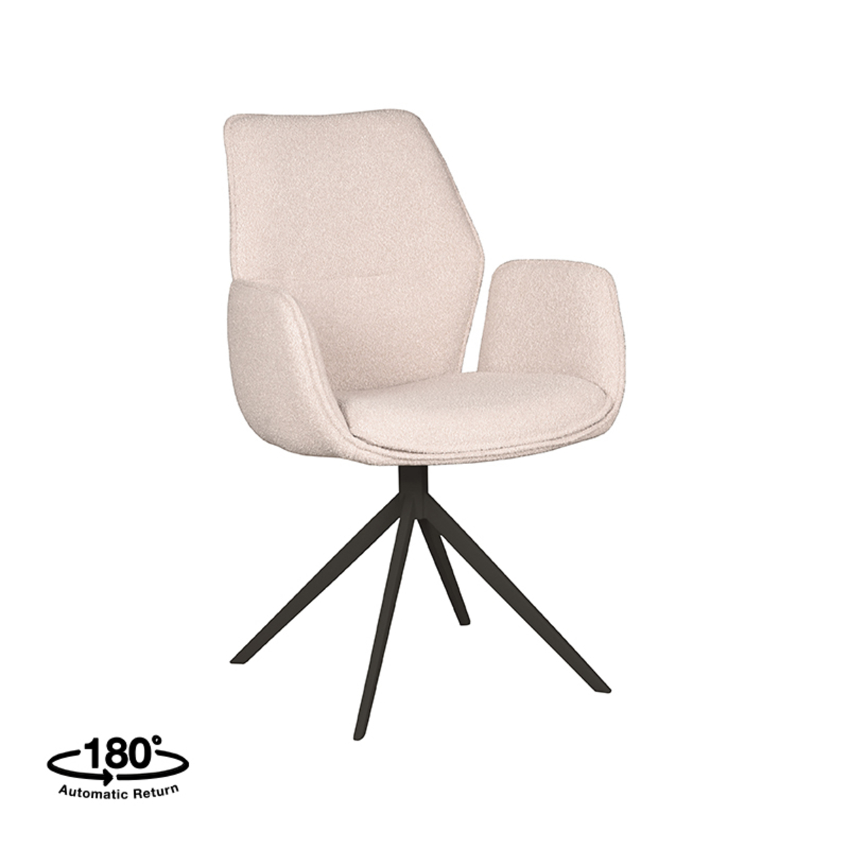 Chaise de salle à manger I_Mellow - Accoudoir - Naturel Beige - Boucle - Rurale - LABEL51