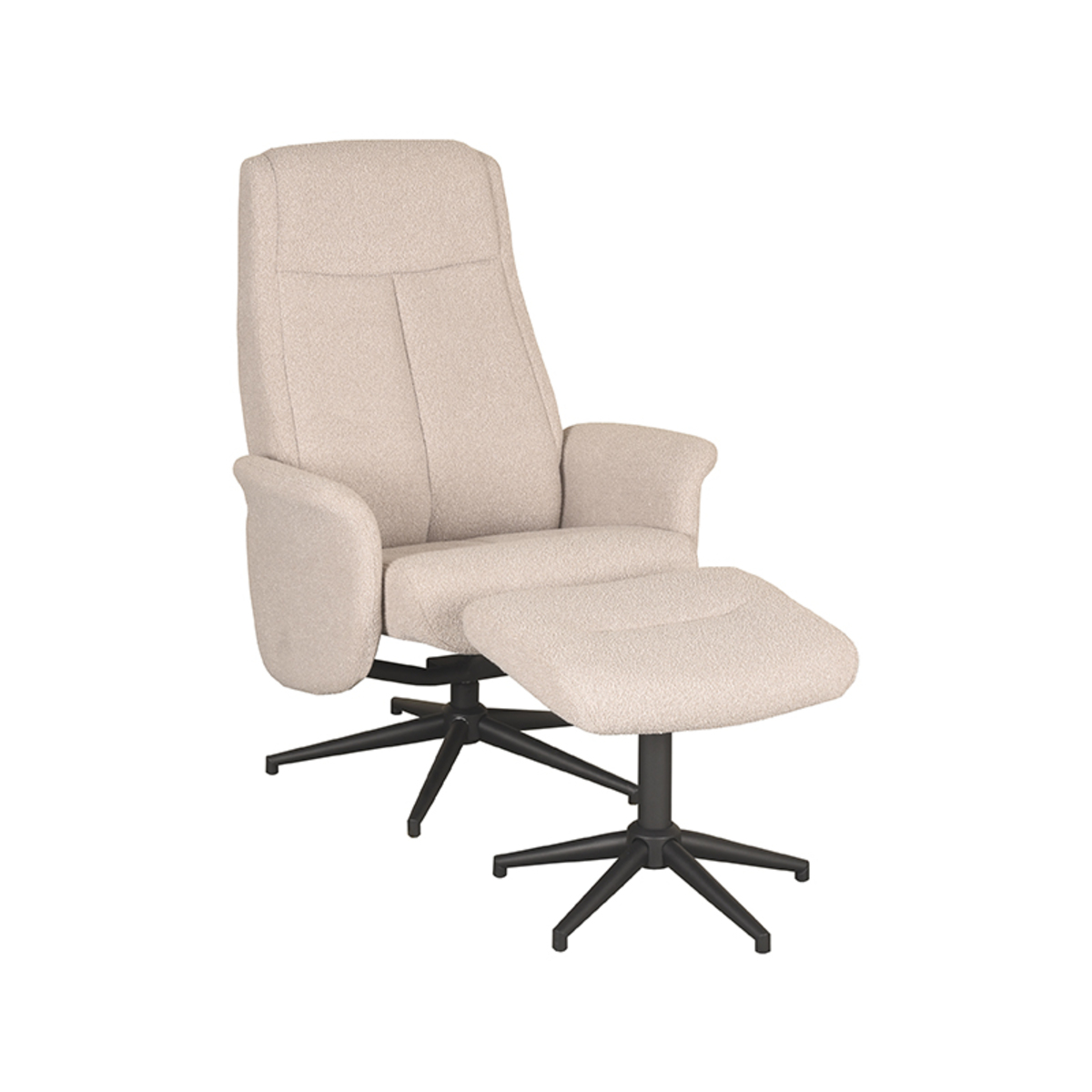 Fauteuil I_Bergen - Inclinable - Pivotant - Accoudoir - Naturel Beige - Boucle - Rurale - LABEL51
