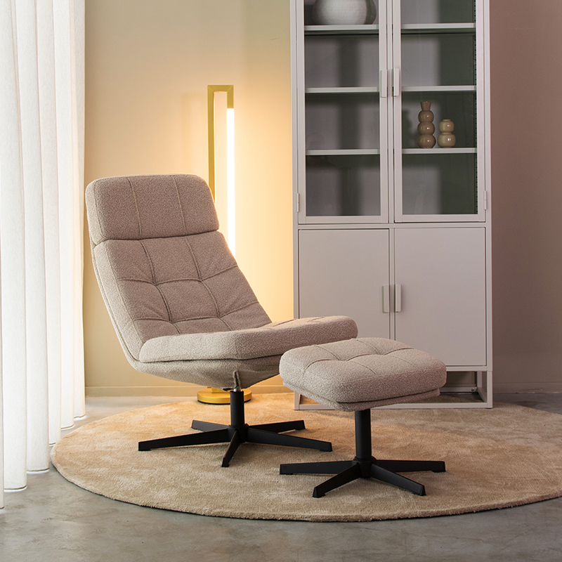 Fauteuil I_Alvar - Pivotant - Naturel Beige - - Sans accoudoir - Rurale - LABEL51