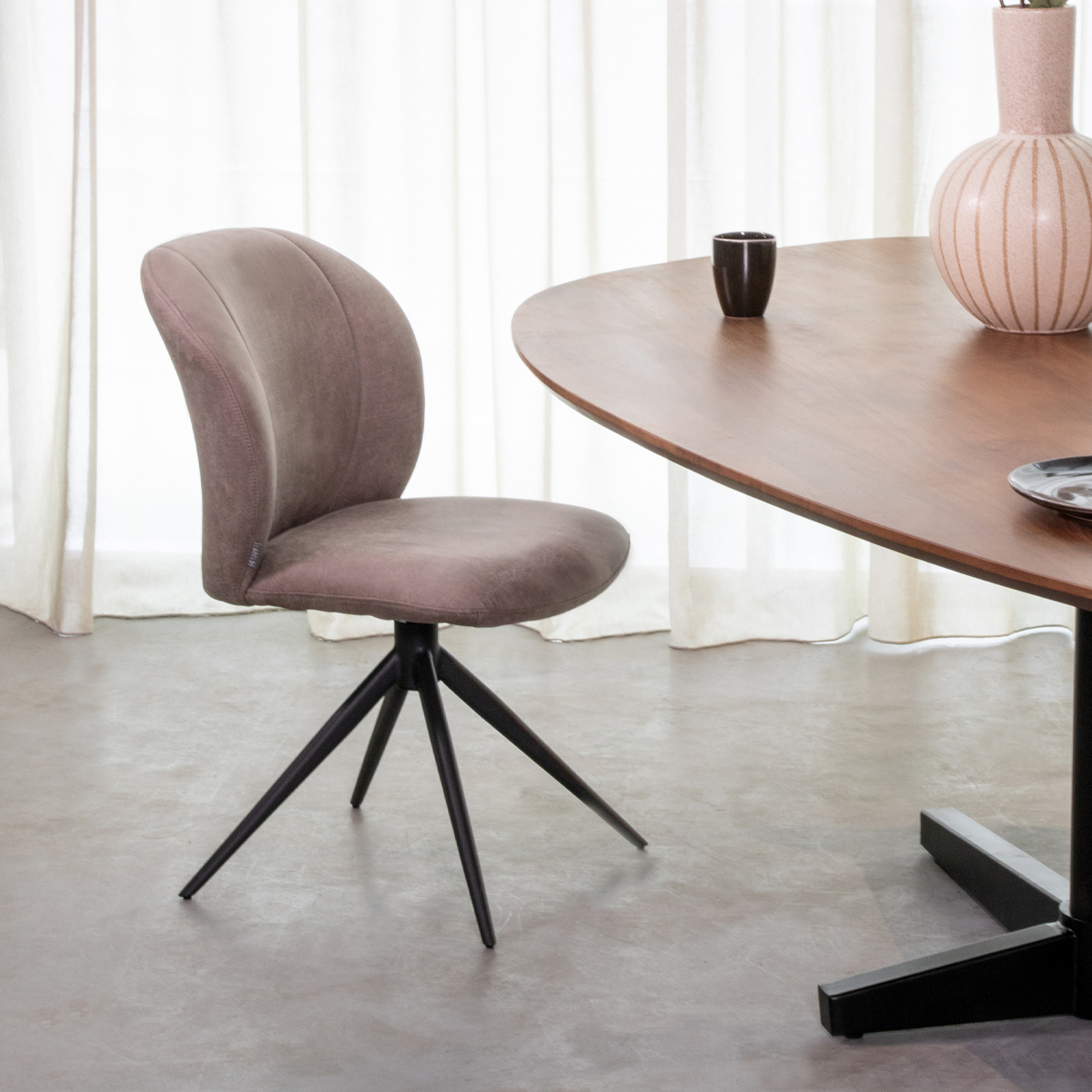 Chaise de salle à manger I_Kimo - Taupe - Marron - Micro Suede - Sans accoudoir - Moderne - LABEL51