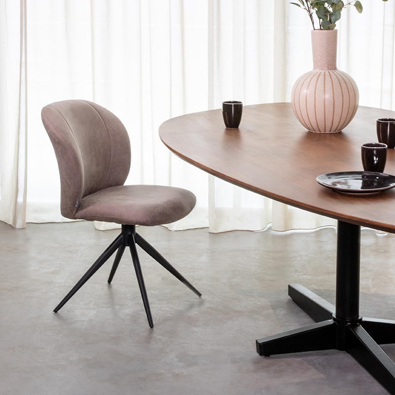 Chaise de salle à manger I_Kimo - Pivotant - Naturel Beige - - Sans accoudoir - Rurale - LABEL51