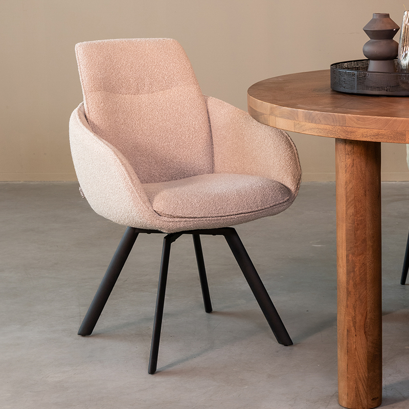 Chaise de salle à manger I_Beauty - Accoudoir - Naturel Beige - Boucle - Rurale - LABEL51