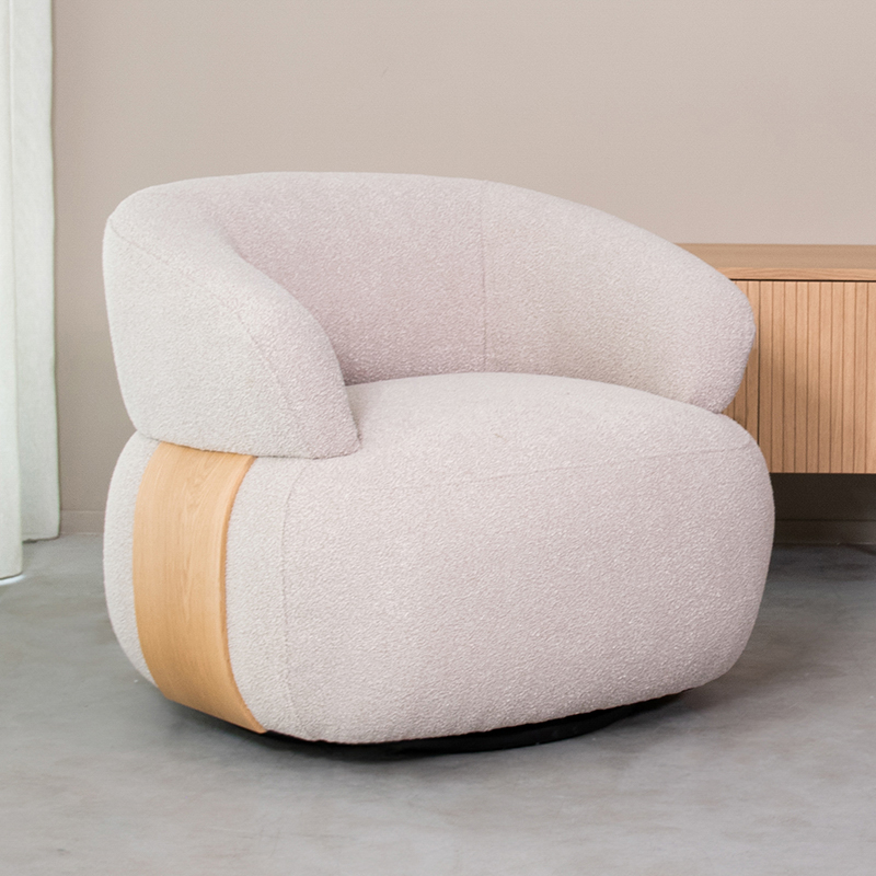Fauteuil I_Valenza - Pivotant - Accoudoir - Naturel Beige - Boucle - Scandinave - LABEL51