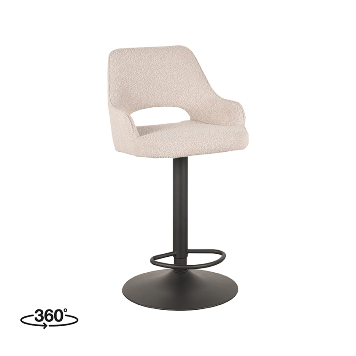 Tabouret de bar I_Fer - Pivotant - Gaslift - Accoudoir - Naturel Beige - - Rurale - LABEL51