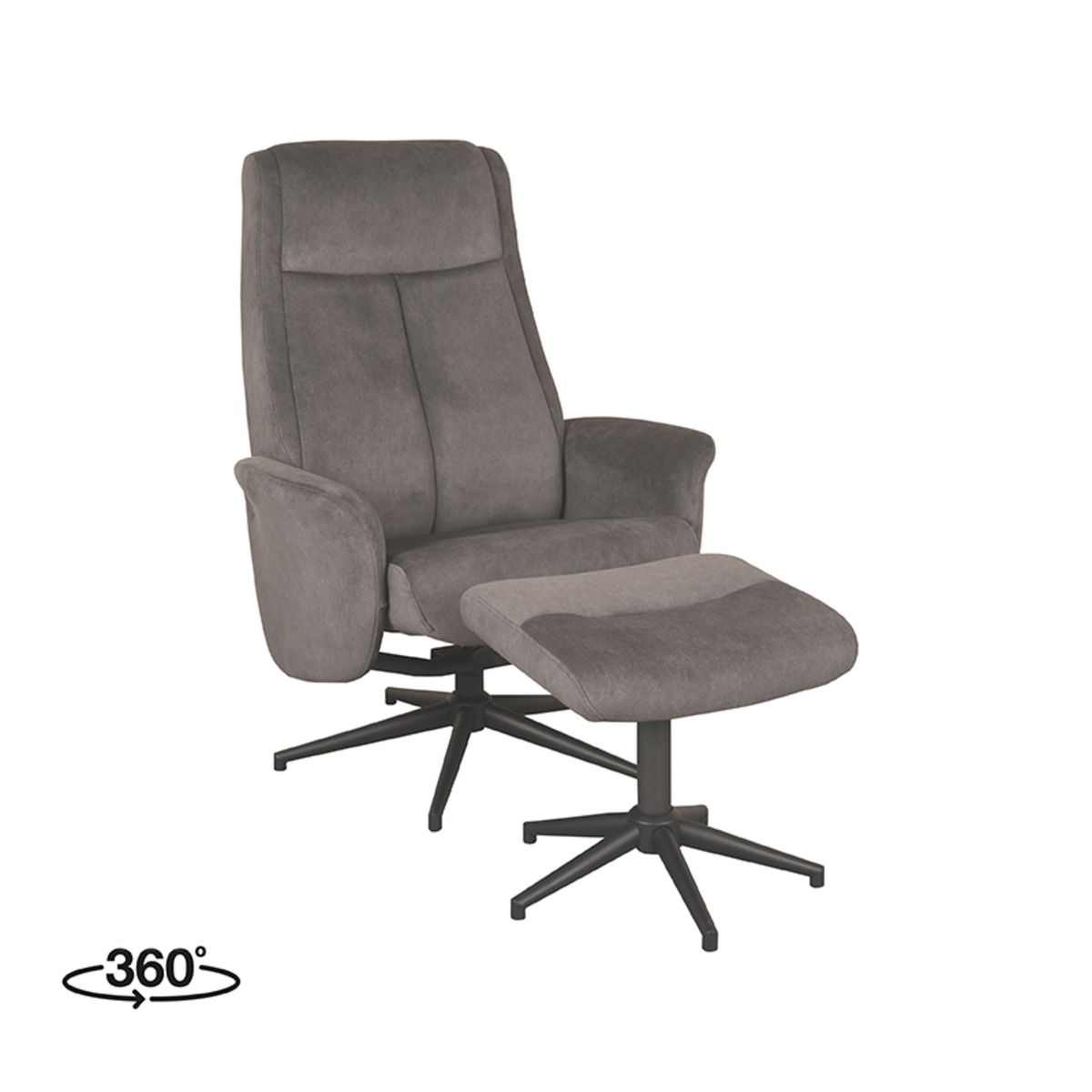 Fauteuil I_Bergen - Inclinable - Pivotant - Accoudoir - Anthracite - GRIJS - - Moderne - LABEL51