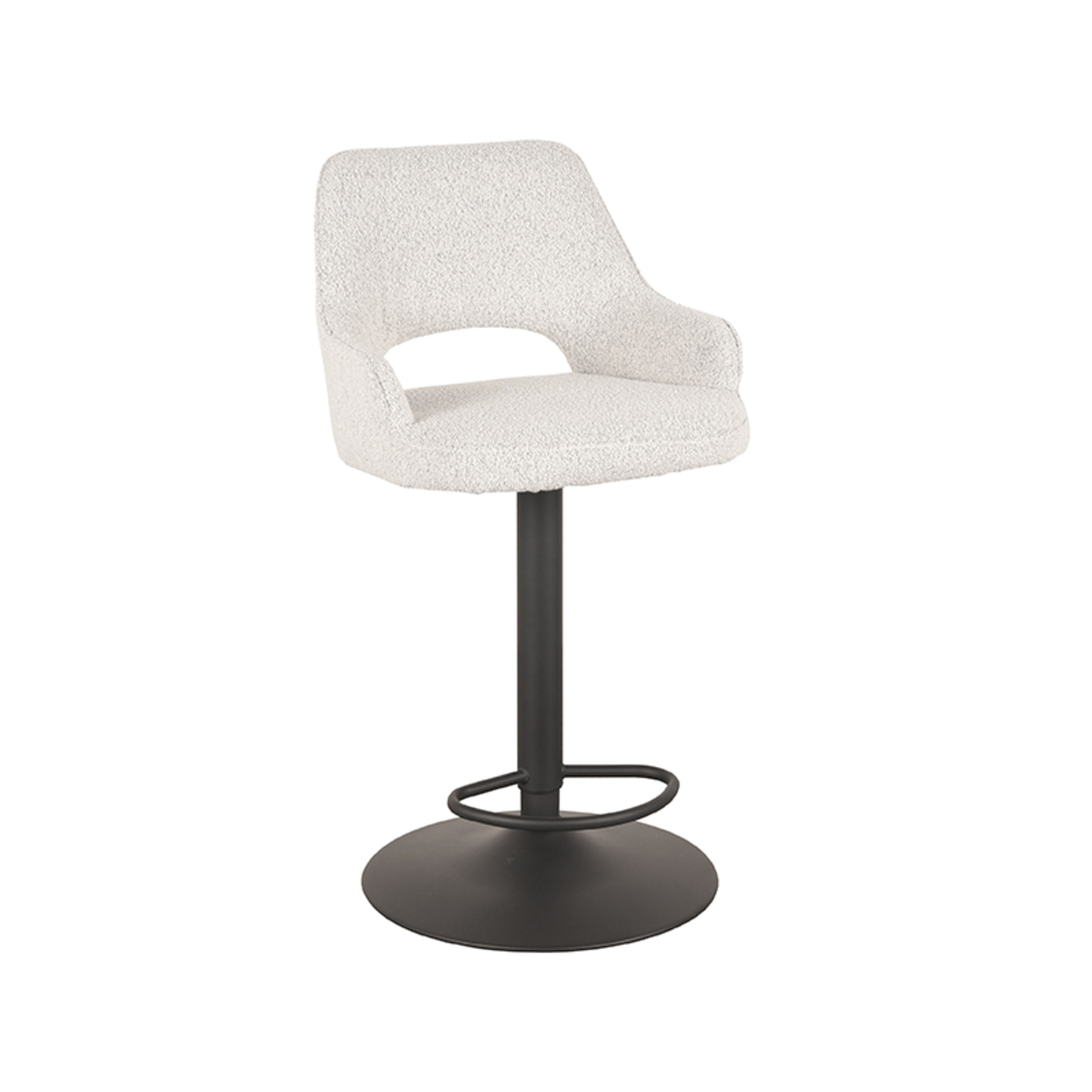 Tabouret de bar I_Fer - Gaslift - Accoudoir - Champagne - Blanc - Boucle - Rurale - LABEL51