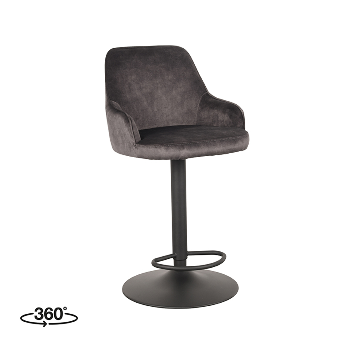 Tabouret de bar I_Fender - Pivotant - Gaslift - Accoudoir - Anthracite - GRIJS - - Moderne - LABEL51