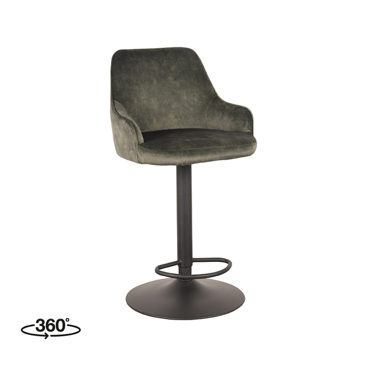 Tabouret de bar I_Fender - Pivotant - Gaslift - Accoudoir - Hunter - GROEN - - Moderne - LABEL51