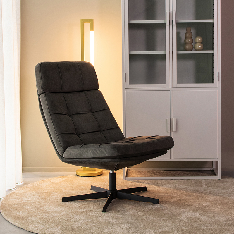 Fauteuil I_Alvar - Pivotant - Anthracite - GRIJS - Cosmo - Sans accoudoir - Moderne - LABEL51