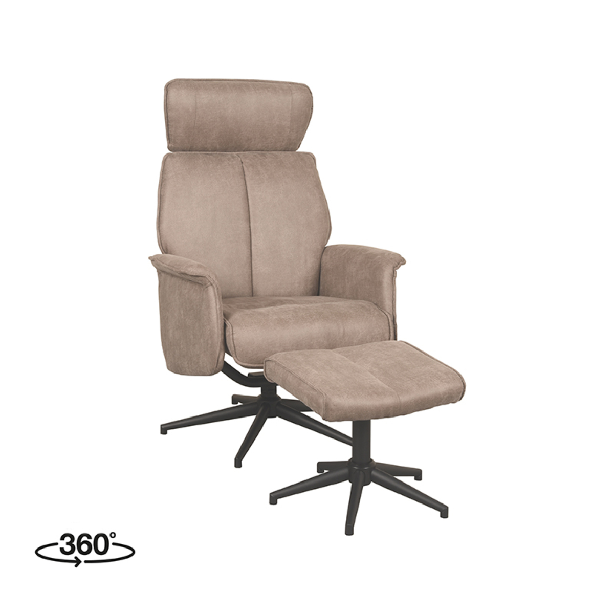 Fauteuil I_Verdal - Inclinable - Pivotant - Accoudoir - Taupe - BRUIN - - Moderne - LABEL51
