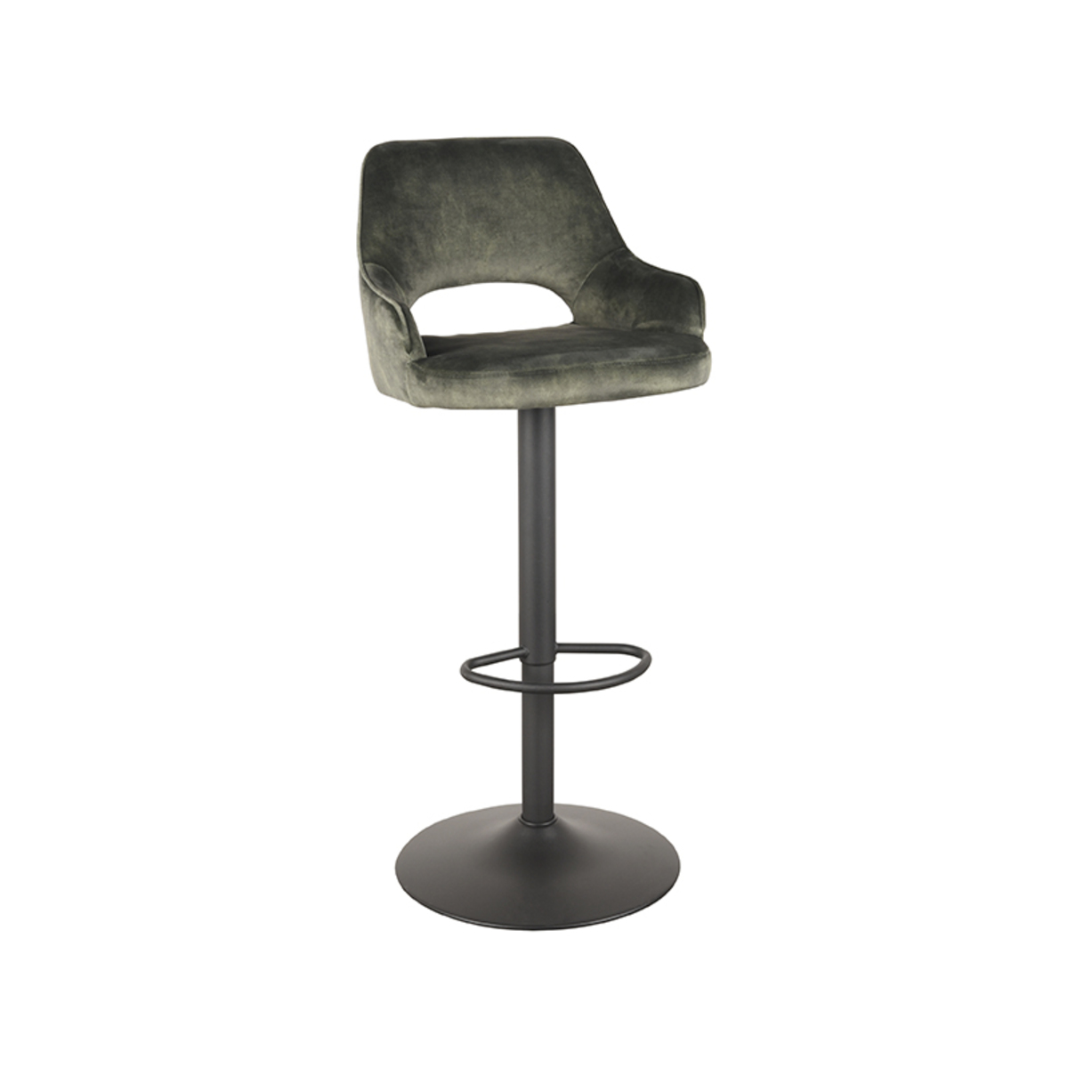 Tabouret de bar I_Fer - Gaslift - Accoudoir - Hunter - Vert - Velours - Moderne - LABEL51