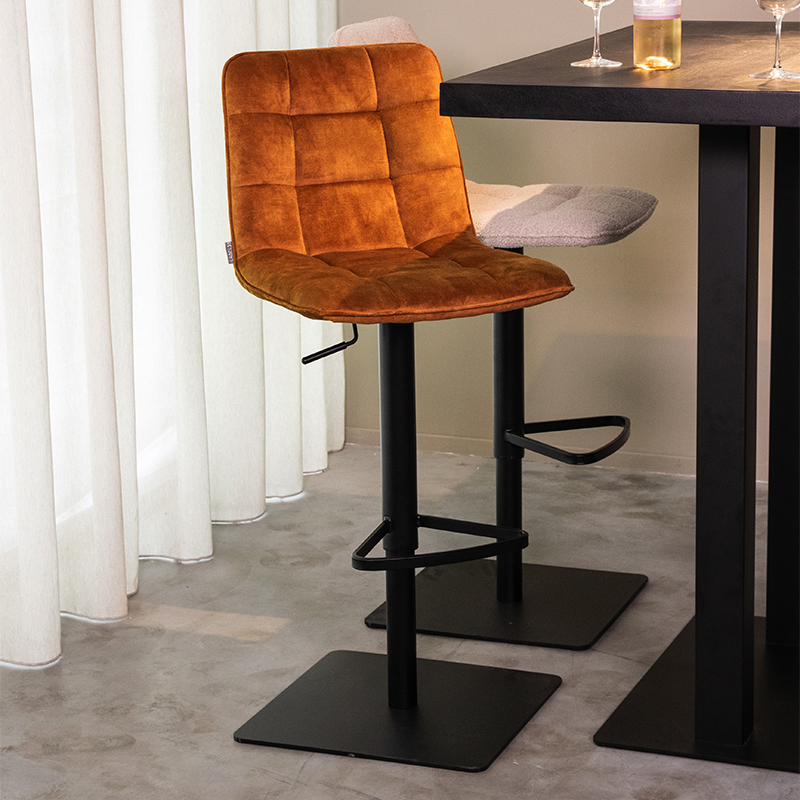 Tabouret de bar I_Juul - Gaslift - Ocre - GEEL - - Sans accoudoir - Retro - LABEL51