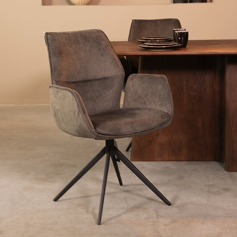 Chaise de salle à manger I_Mellow - Accoudoir - Anthracite - Gris - Cosmo - Moderne - LABEL51