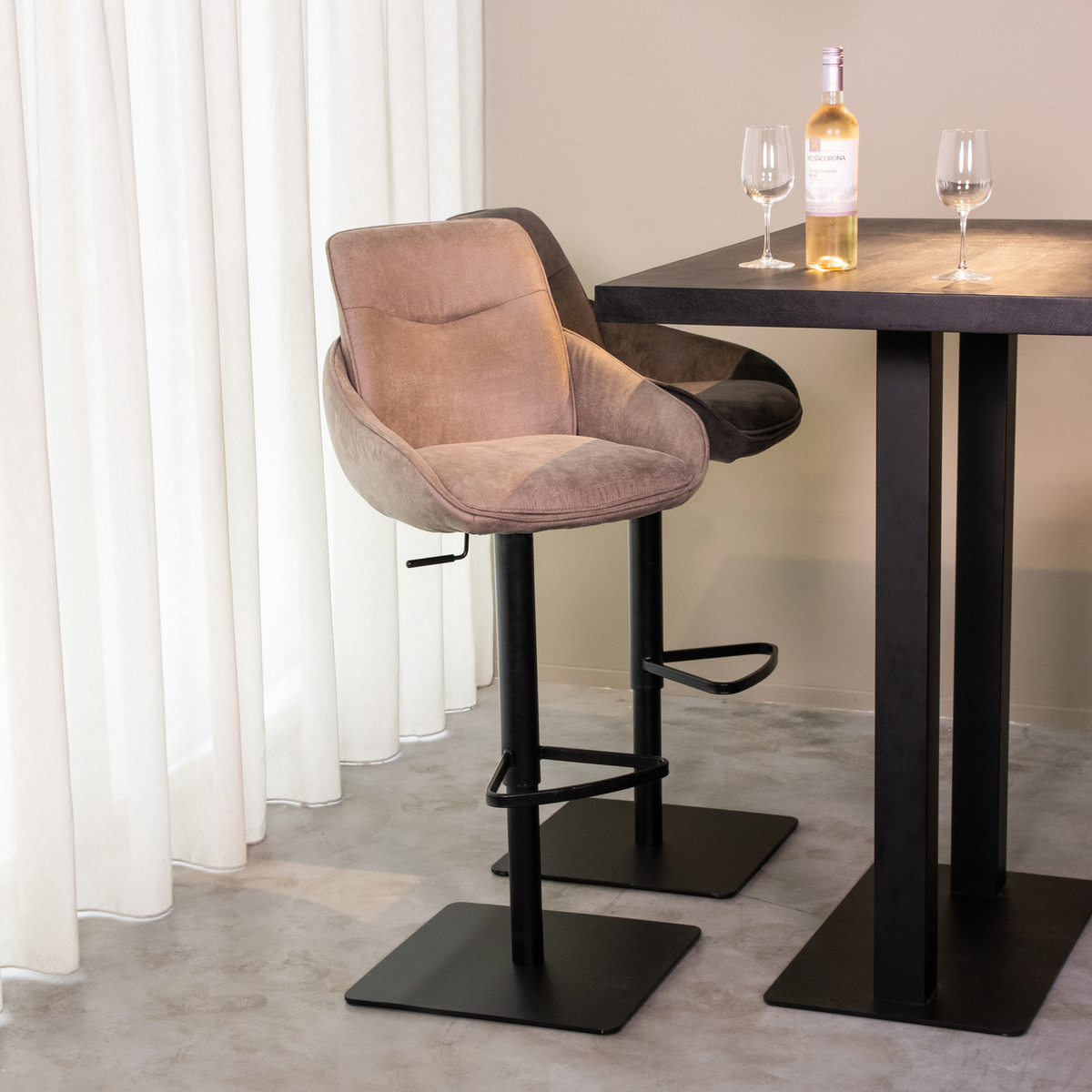 Tabouret de bar I_Beauty - Pivotant - Gaslift - Taupe - BRUIN - - Sans accoudoir - Moderne - LABEL51