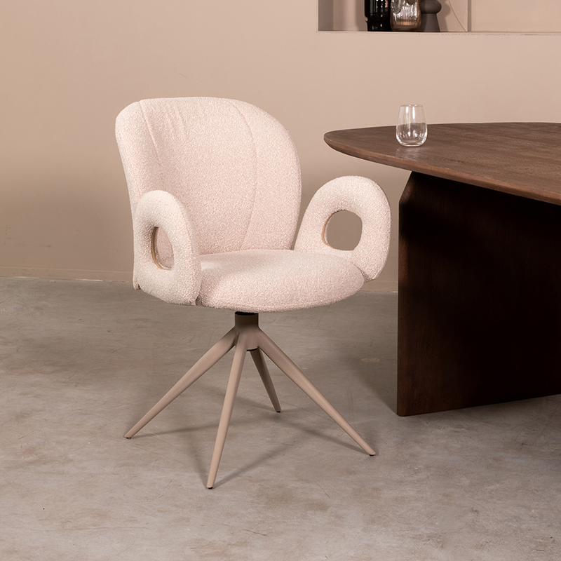 Chaise de salle à manger I_Neo - Accoudoir - Naturel Beige - Boucle - Scandinave - LABEL51