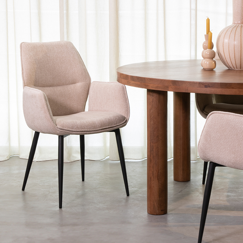 Chaise de salle à manger I_Morris - Accoudoir - Naturel Beige - - Minimaliste - LABEL51