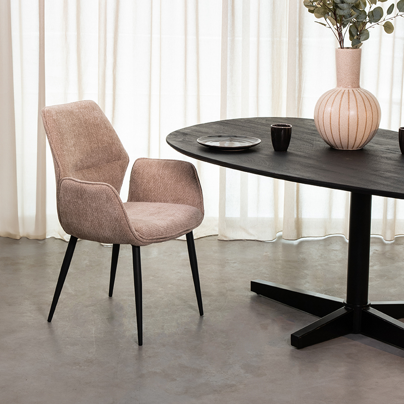 Chaise de salle à manger I_Morris - Accoudoir - Clay - Marron - Elite - Rurale - LABEL51