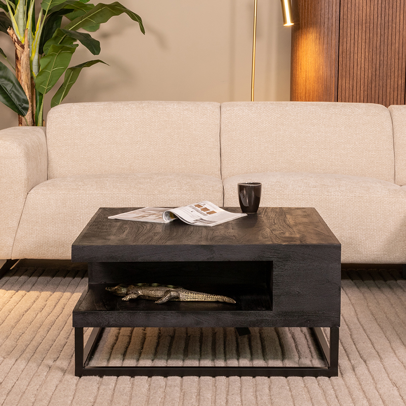Table basse I_Cube - Équerre - Noir - Bois de mangue - Moderne - LABEL51