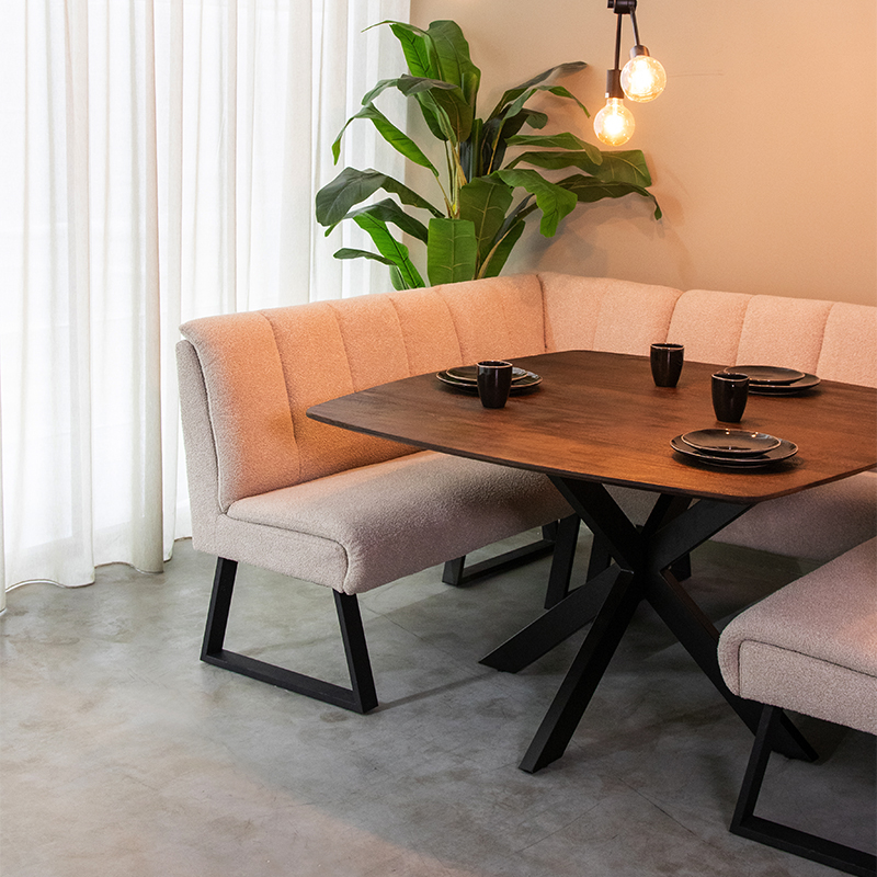 Table à manger I_Blake - Équerre - Espresso - Marron - Bois de mangue - Moderne - LABEL51