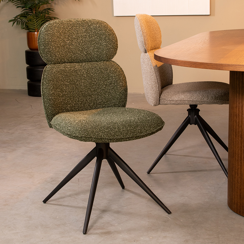 Chaise de salle à manger I_Finn - Forêt - Vert - Royal Boucle - Sans accoudoir - Moderne - LABEL51