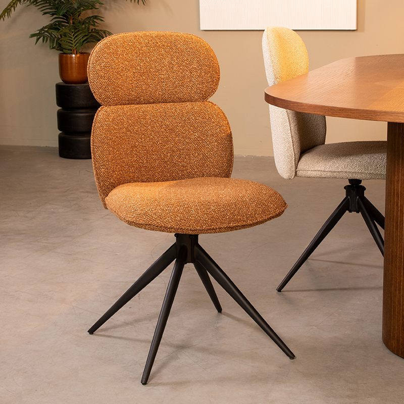 Chaise de salle à manger I_Finn - Coral - Orange - Royal Boucle - Sans accoudoir - Moderne - LABEL51