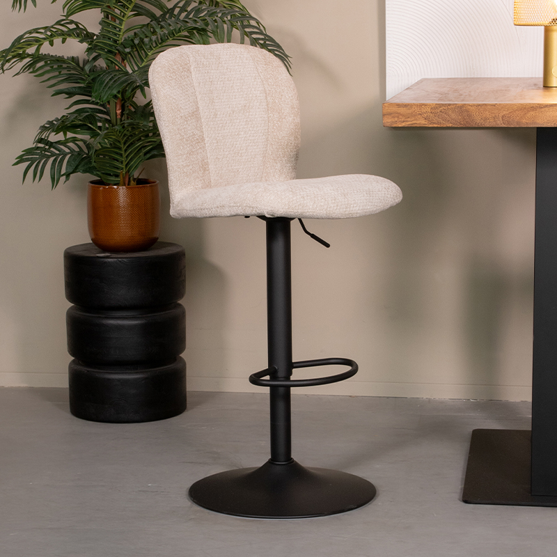 Tabouret de bar I_Vino - Pivotant - Gaslift - Naturel Beige - - Sans accoudoir - Minimaliste - LABEL51