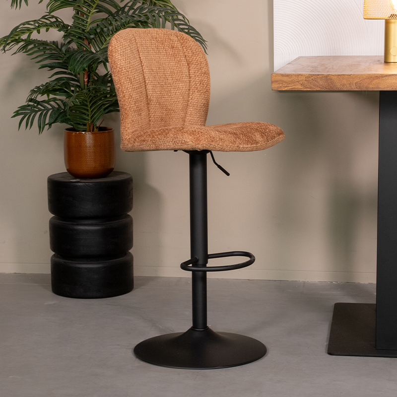 Tabouret de bar I_Vino - Gaslift - Cognac - Marron - Elite - Sans accoudoir - Retro - LABEL51