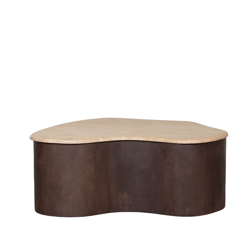Table basse I_Davi - Organique - Espresso - Marron - Travertin - Minimaliste - LABEL51