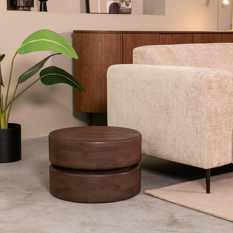 Table basse I_Milly - Ronde - Espresso - Marron - Bois de mangue - Minimaliste - LABEL51