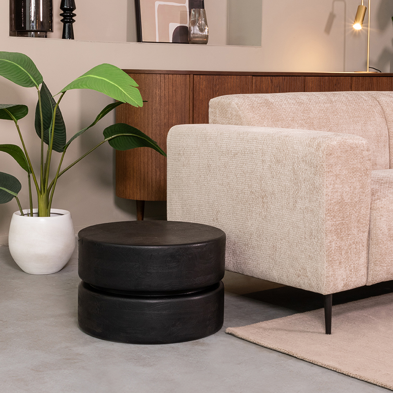 Table basse I_Milly - Ronde - Noir - Bois de mangue - Moderne - LABEL51