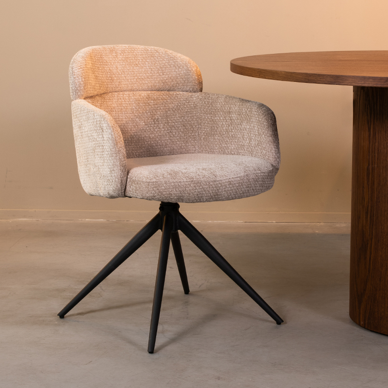 Chaise de salle à manger I_Levi - Pivotant - Accoudoir - Clay - BRUIN - Elite - Rurale - LABEL51