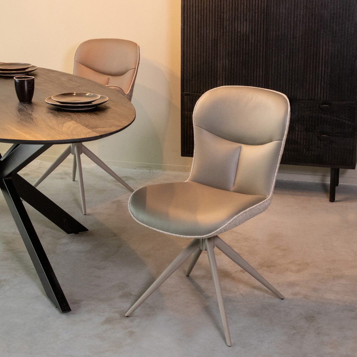 Chaise de salle à manger I_Thorben - Pivotant - Forêt - GROEN - Microvezel - Sans accoudoir - Design - LABEL51