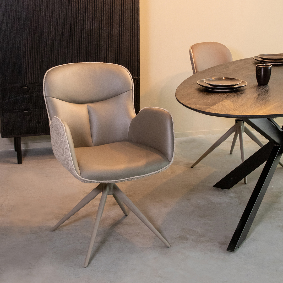 Chaise de salle à manger I_Lasse - Accoudoir - Forêt - Vert - Microvezel - Design - LABEL51