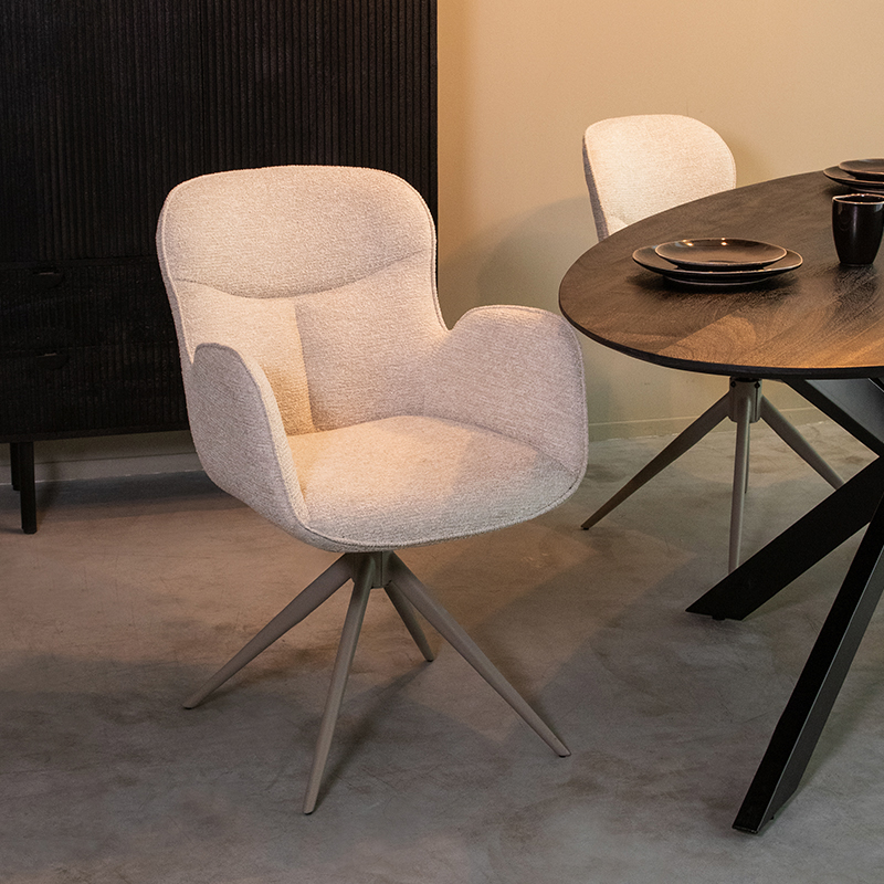 Chaise de salle à manger I_Lasse - Accoudoir - Naturel Beige - Canyon - Scandinave - LABEL51