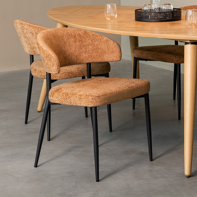 Chaise de salle à manger I_Bliss - Accoudoir - Cognac - BRUIN - Elite - Moderne - LABEL51