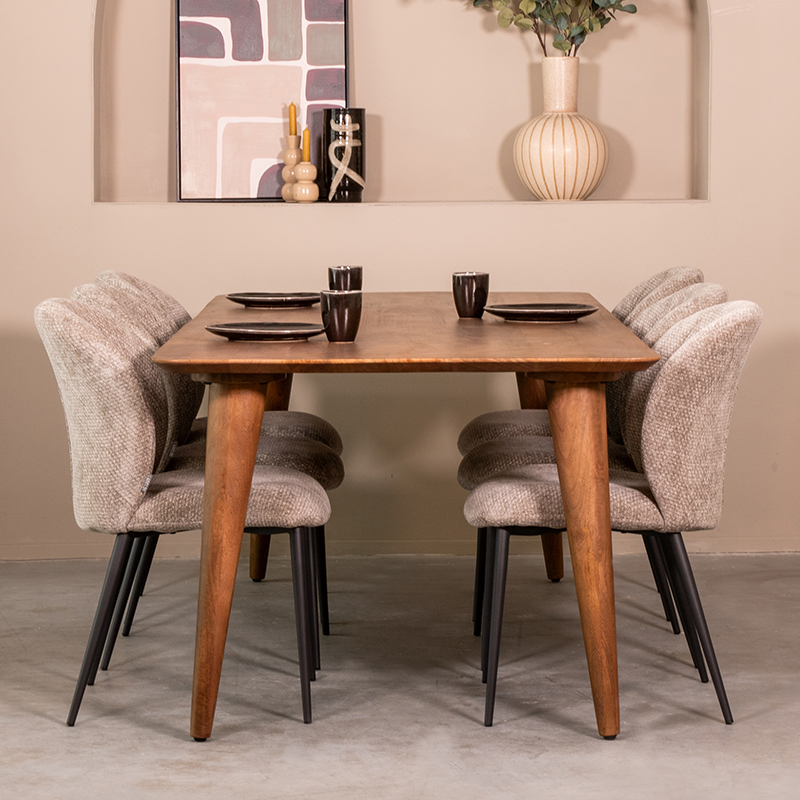 Table à manger I_Fly - Ovales - Nature Smooth - Marron - Bois de mangue - Rurale - LABEL51