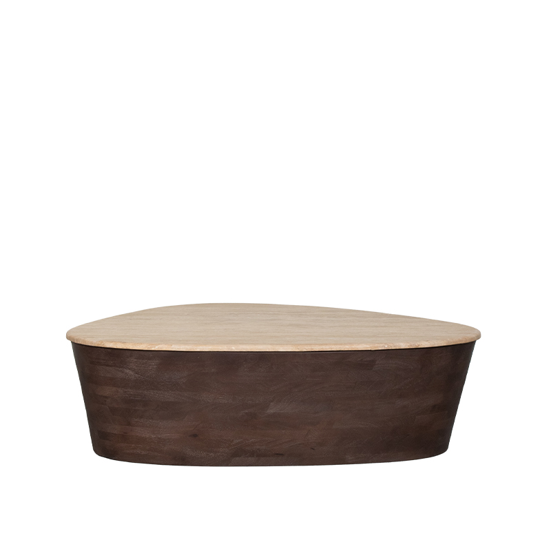 Table basse I_Ravi - Ovales - Espresso - Marron - Travertin - Minimaliste - LABEL51