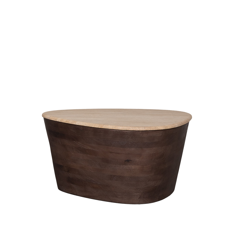 Table basse I_Ravi - Ovales - Espresso - Marron - Travertin - Minimaliste - LABEL51