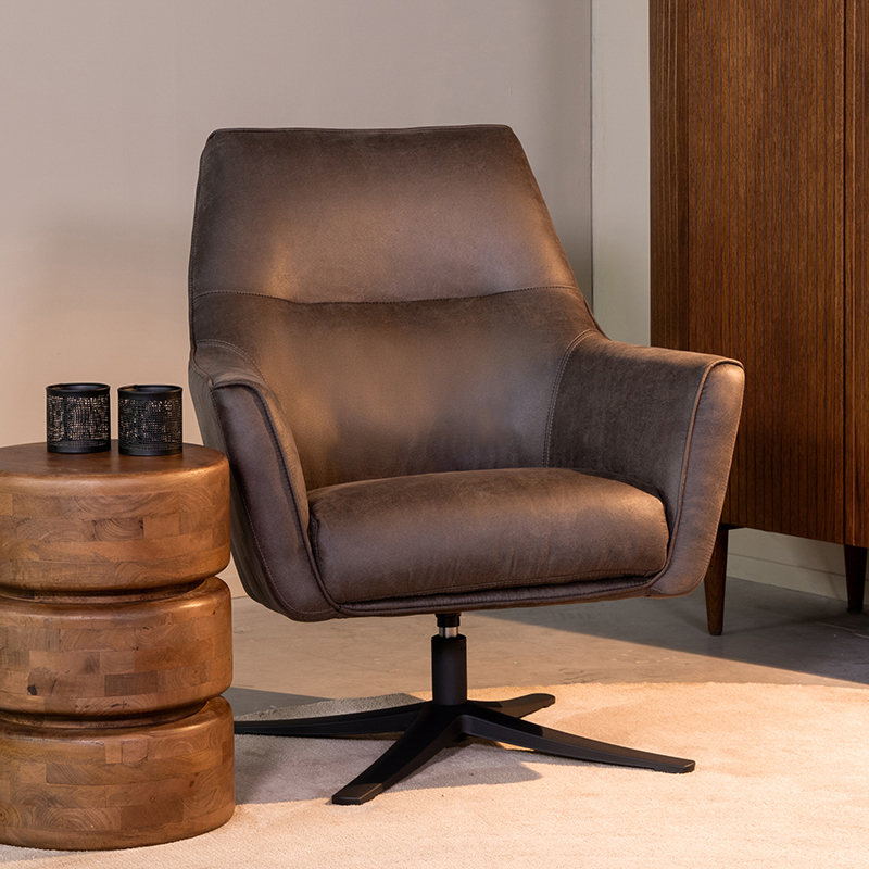 Fauteuil I_Tod - Pivotant - Accoudoir - Anthracite - GRIJS - Micro Suede - Moderne - LABEL51