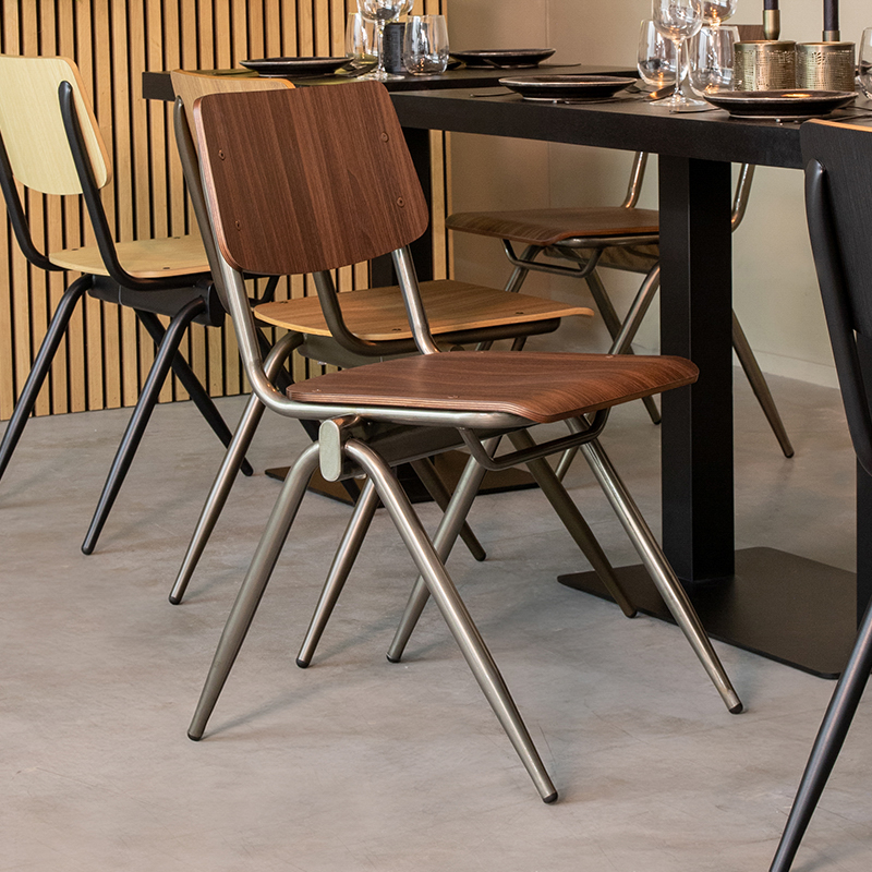 Chaise de salle à manger I_Solid - Marron foncé - Bois - Sans accoudoir - Industriel - LABEL51