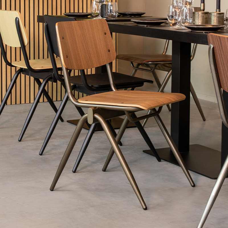 Chaise de salle à manger I_Solid - Noyer - Marron - Bois - Sans accoudoir - Industriel - LABEL51