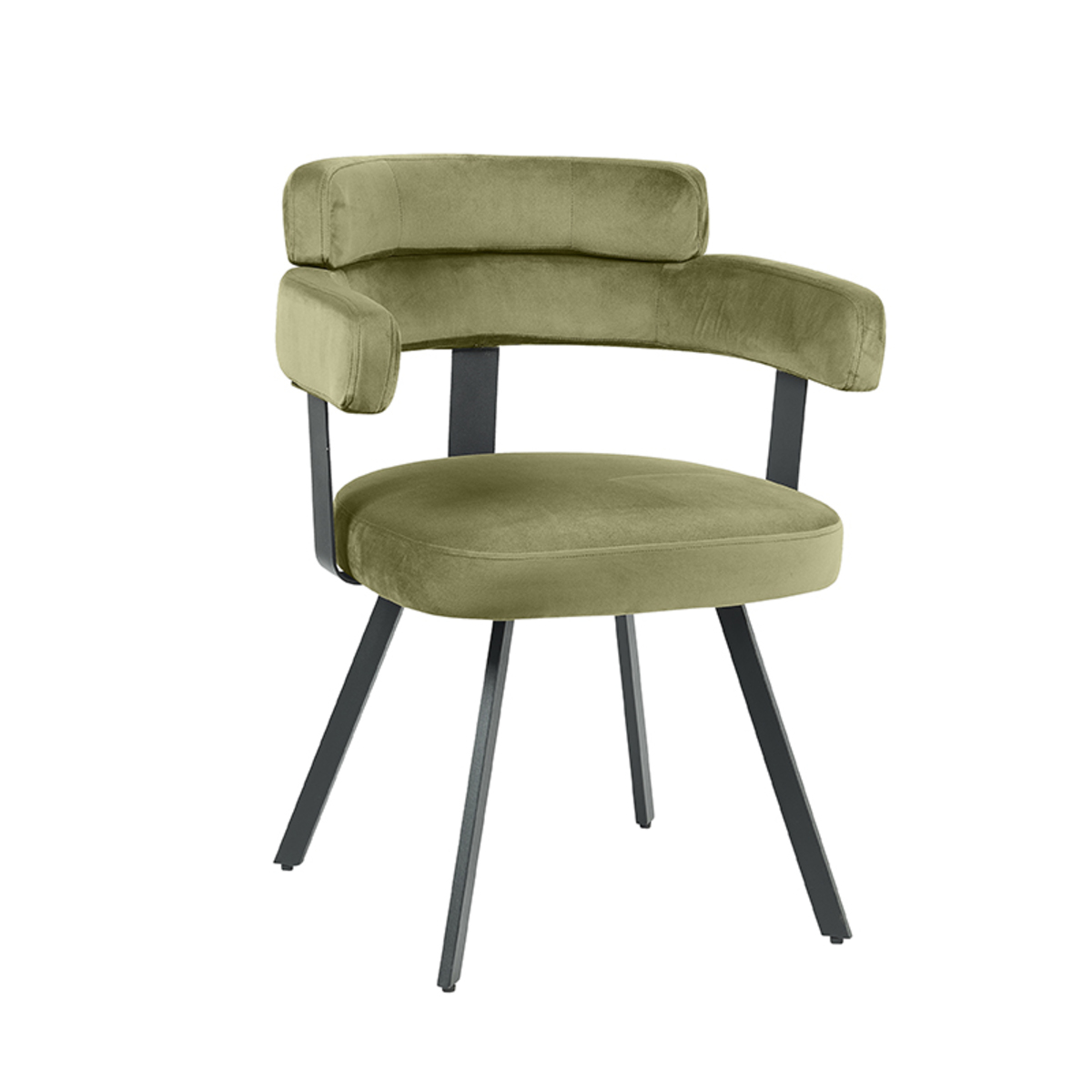 Chaise de salle à manger I_Bardio - Accoudoir - Hunter - Vert - Velours - Industriel - LABEL51
