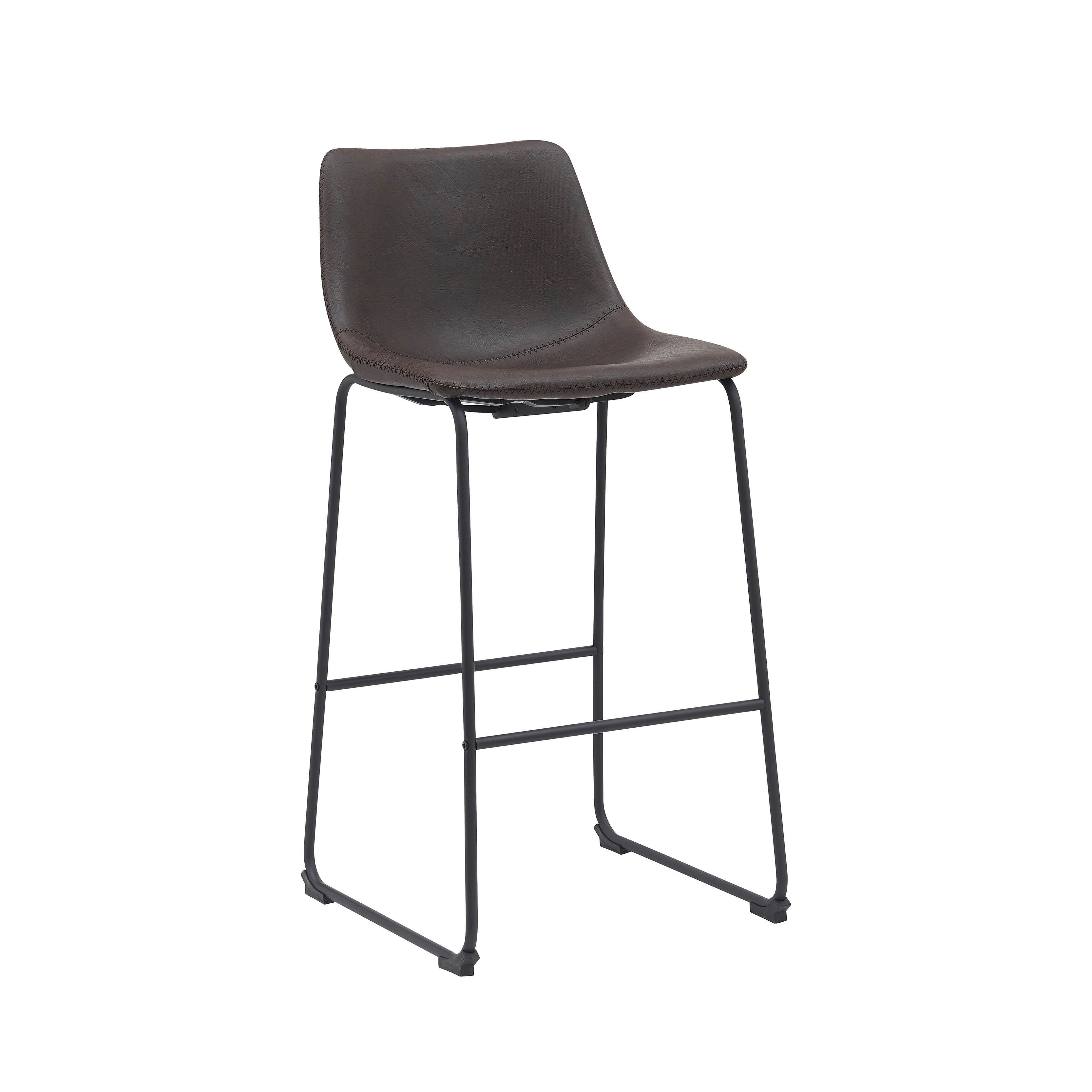 Tabouret de bar I_Risto - Hoog - Marron foncé - Kunstleder - Sans accoudoir - Industriel - LABEL51