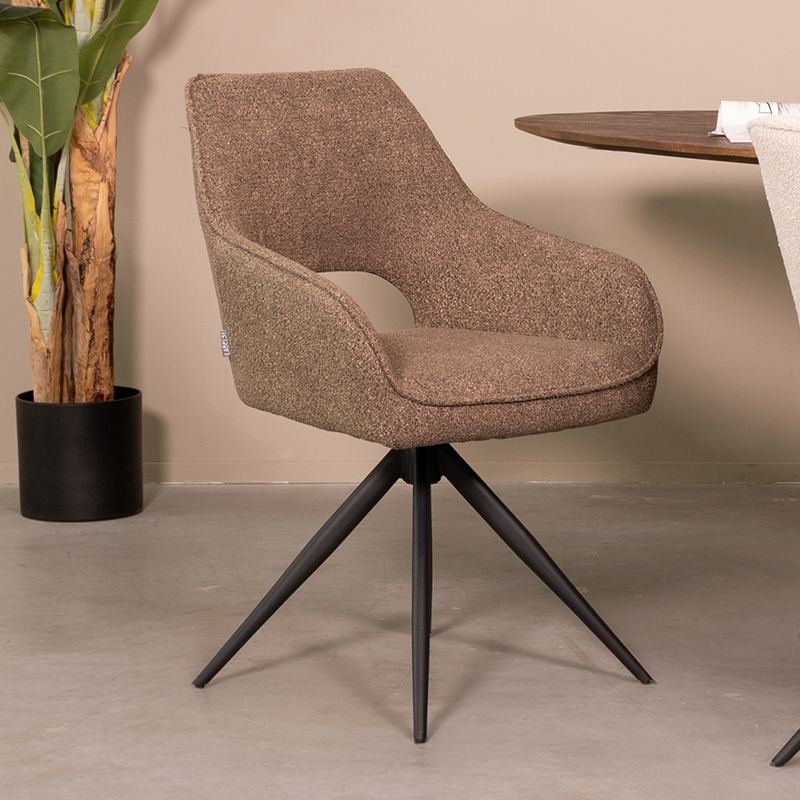 Chaise de salle à manger I_Finley - Accoudoir - Marron - Boucle - Rurale - LABEL51